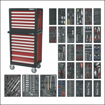 Sealey APTTC02 Topchest & Rollcab Combination 14 Drawer with Ball-Bearing Slides & 1233pc Tool Kit