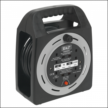Sealey BCR15CB 15m Box Type Cable Reel with Thermal Trip 4 x 230V