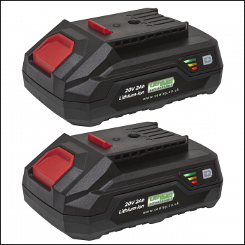 Sealey BK02 SV20 Series Power Tool Battery 20V 2Ah - Pack of 2