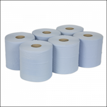 Sealey BLU150 Paper Roll Blue 2-Ply Embossed 150m Pack of 6