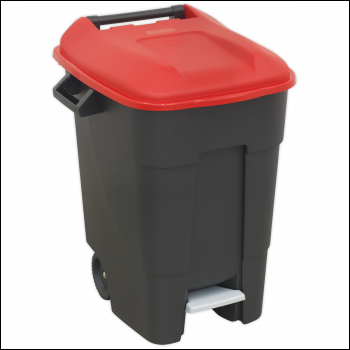 Sealey BM100PR Refuse/Wheelie Bin with Foot Pedal 100L - Red