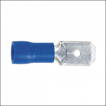 Sealey BT21 Push-On Male Terminal 6.3mm, Blue - Pack of 100