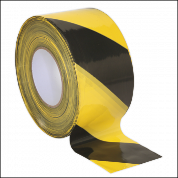 Sealey BTBY Non-Adhesive Hazard Warning Barrier Tape 80mm x 100m - Black/Yellow