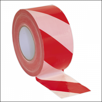Sealey BTRW Non-Adhesive Hazard Warning Barrier Tape 80mm x 100m - Red/White