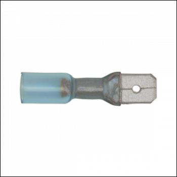 Sealey BTSPM25 Heat Shrink Push-On Male Terminal 6.3mm, Blue - Pack of 25