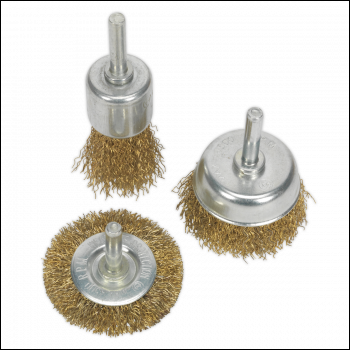 Sealey BWBS03 Crimped Wire Brush Set 3pc Brassed
