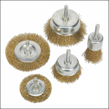 Sealey BWBS05 Crimped Wire Brush Set 5pc Brassed