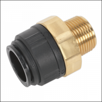 Sealey CAS28BSA Straight Adaptor 28mm x 1 inch BSPT Brass (John Guest Speedfit® - MM012808N)