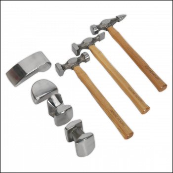 Sealey CB507 Drop-Forged Panel Beating Set with Hickory Shafts 7pc