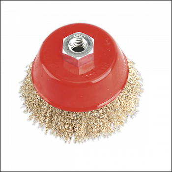 Sealey CBC100 100mm Brassed Steel Crimped Wire Cup Brush M14 x 2mm
