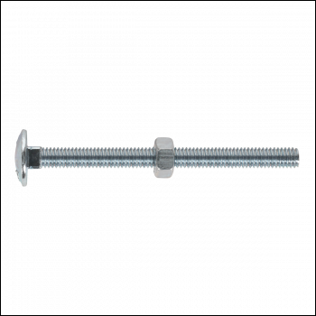 Sealey CBN675 Zinc Plated Coach Bolt & Nut M6 x 75mm, DIN 603 - Pack of 100