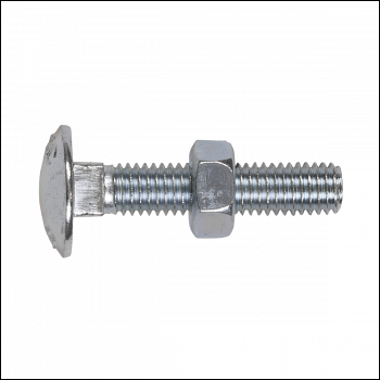 Sealey CBN840 Zinc Plated Coach Bolt & Nut M8 x 40mm, DIN 603 - Pack of 50