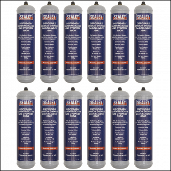 Sealey CO2/100/12 Disposable Carbon Dioxide Gas Cylinder 390g - Box of 12