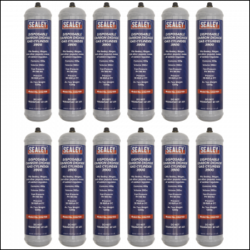 Sealey CO2/100/12 Gas Cylinder Disposable Carbon Dioxide 390g - Box of 12