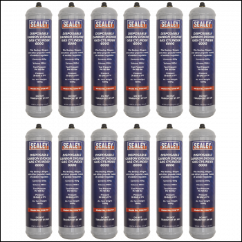 Sealey CO2/101/12 Disposable Carbon Dioxide Gas Cylinder 600g - Box of 12