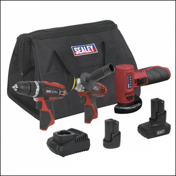 Sealey CP1200COMBO7 3 x SV12 Series Cordless Power Tool Kit 12V - 2 Batteries