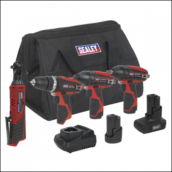 Sealey CP1200COMBO 4 x SV12 Series Cordless Power Tool Kit 12V - 2 Batteries