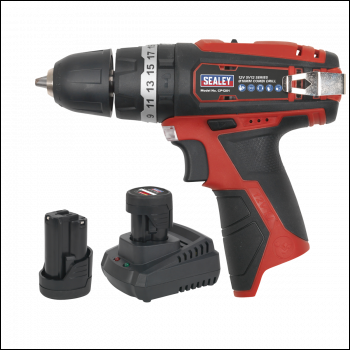 Sealey CP1201KIT SV12 Series 10mm Cordless Combi Drill Kit 12V 1.5Ah - 2 Batteries