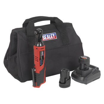 Sealey CP1202KIT SV12 Series 3/8 inch Sq Drive Cordless Ratchet Wrench Kit 12V 2Ah - 2 Batteries