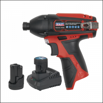 Sealey CP1203KIT SV12 Series 1/4 inch Hex Drive Cordless Impact Driver Kit 12V 1.5Ah - 2 Batteries