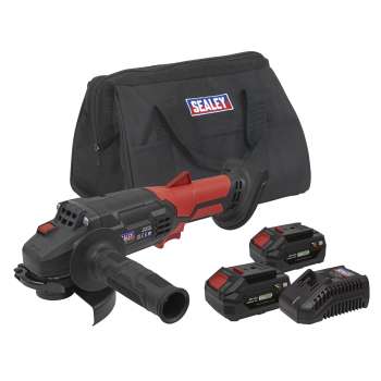 Sealey CP20VAGBKIT SV20 Series 115mm Cordless Angle Grinder Kit 20V 4Ah - 2 Batteries