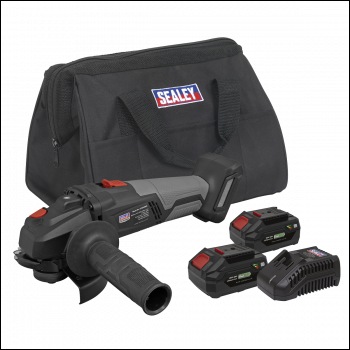 Sealey CP20VAGXKIT Premier SV20 Series 115mm Brushless Cordless Angle Grinder Kit 20V 4Ah - 2 Batteries