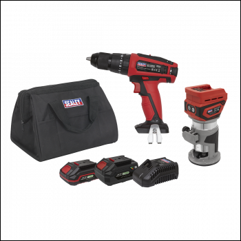 Sealey CP20VCOMBO12 2 x SV20 Series Cordless Power Tool Kit 20V - 2 Batteries