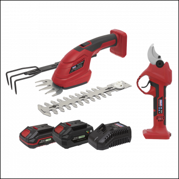 Sealey CP20VCOMBO14 2 x SV20 Series Cordless Power Tool Gardening Kit 20V - 2 Batteries