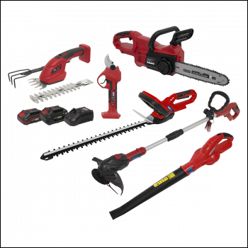 Sealey CP20VCOMBO15 6 x SV20 Series Cordless Power Tool Gardening Kit 20V - 2 Batteries