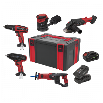 Sealey CP20VCOMBO2 5 x SV20 Series Cordless Power Tool Kit 20V - 2 Batteries