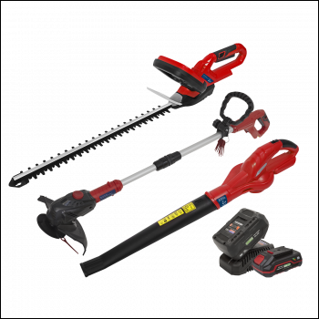 Sealey CP20VCOMBO6 3 x SV20 Series Cordless Garden Power Tool Kit 20V - 2 Batteries