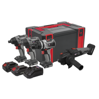 Sealey CP20VCOMBOX1 Premier 4 x SV20 Series Cordless Brushless Power Tool Kit 20V - 2 Batteries