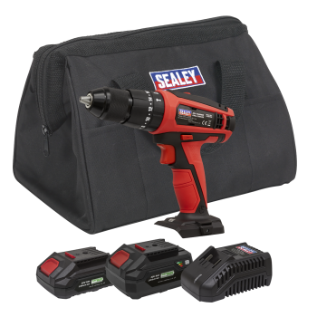Sealey CP20VDDKITEU SV20 Series 13mm Cordless Combi Drill Kit 20V - 2 Batteries & Euro Plug