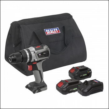 Sealey CP20VDDXKIT Premier SV20 Series 13mm Brushless Cordless Combi Drill Kit 20V - 2 Batteries