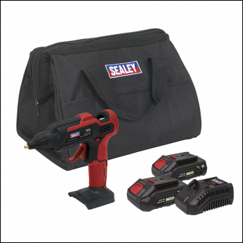 Sealey CP20VGGKIT SV20 Series Cordless Glue Gun Kit 20V 2Ah - 2 Batteries
