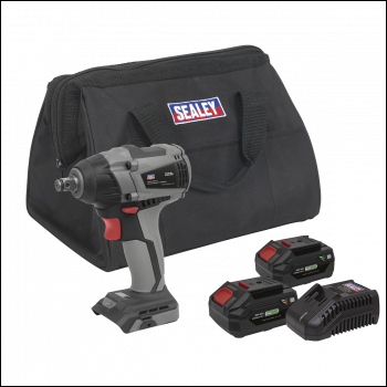 Sealey CP20VIWXKIT Premier SV20 Series 1/2 inch Sq Drive Brushless Cordless Impact Wrench Kit 20V 4Ah - 2 Batteries