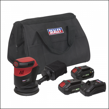 Sealey CP20VOSKIT SV20 Series 125mm Cordless Orbital Palm Sander Kit 20V - 2 Batteries