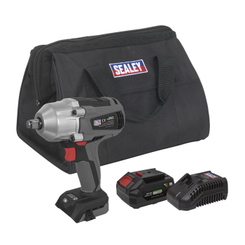 Sealey CP20VPIWKIT1 Premier SV20 Series 1/2 inch Sq Drive Brushless Cordless Impact Wrench Kit 20V 4Ah