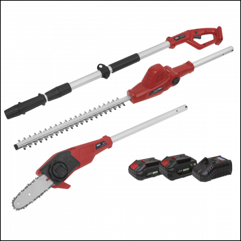 Sealey CP20VTPCOMBO SV20 Series Cordless Telescopic Hedge Trimmer & Chainsaw Kit 20V - 2 Batteries