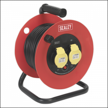 Sealey CR12515 25m Heavy-Duty Cable Reel with Thermal Trip 2 x 110V