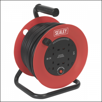 Sealey CR22525 25m Heavy-Duty Cable Reel with Thermal Trip 4 x 230V