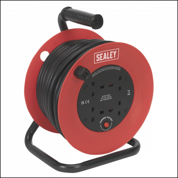 Sealey CR22525 Cable Reel 25m 4 x 230V 2.5mm² Heavy-Duty Thermal Trip
