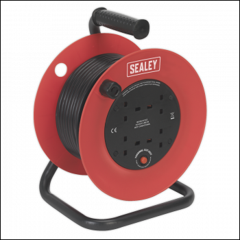 Sealey CR25/1.5 25m Heavy-Duty Cable Reel with Thermal Trip 4 x 230V