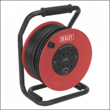 Sealey CR25025 50m Heavy-Duty Cable Reel with Thermal Trip 4 x 230V