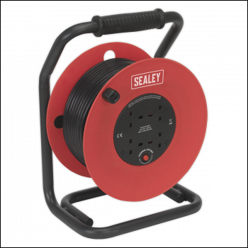 Sealey CR50/1.5 50m Heavy-Duty Cable Reel with Thermal Trip 4 x 230V