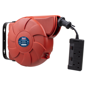 Sealey CRM10 Cable Reel System Retractable 10m 2 x 230V Socket