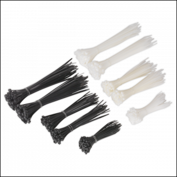 Sealey CT600BW Cable Tie Assortment, Black/White - Pack of 600