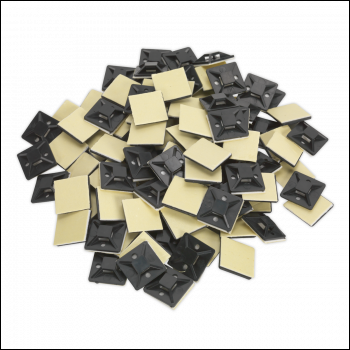 Sealey CTM2525B Self-Adhesive Cable Tie Mount 25 x 25mm, Black - Pack of 100