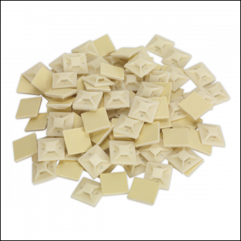 Sealey CTM2525W Self-Adhesive Cable Tie Mount 25 x 25mm, White - Pack of 100