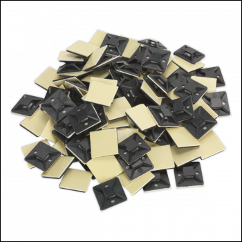 Sealey CTM3030B Self-Adhesive Cable Tie Mount 30 x 30mm, Black - Pack of 100